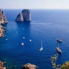rock formations along south coast of Capri, Italy