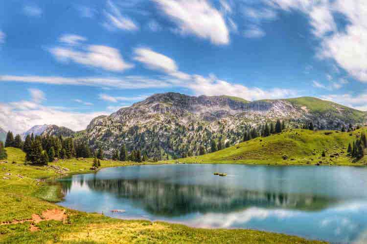 lake in swiss alps