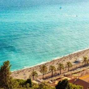 bustling beach
