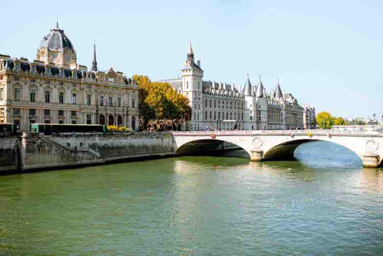 Seine river with Justice palace in Paris