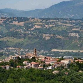 Country landscape in Abruzzo between Penne and Teramo at summer.