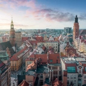 Aerial view of Wroclaw at sunset - Wroclaw, Poland